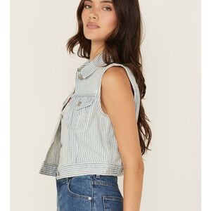 NWT LEVI'S Pin Strip Button Front Women's Denim Jean Vest 90s Y2K 100% Cotton